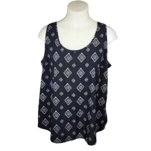 Time And Tru Black Geometric Sleeveless Top Sz XL